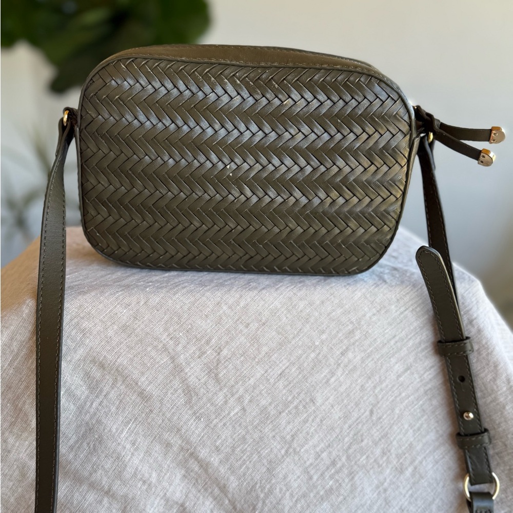 Vintage Talbots Olive Green Woven Crossbody Bag